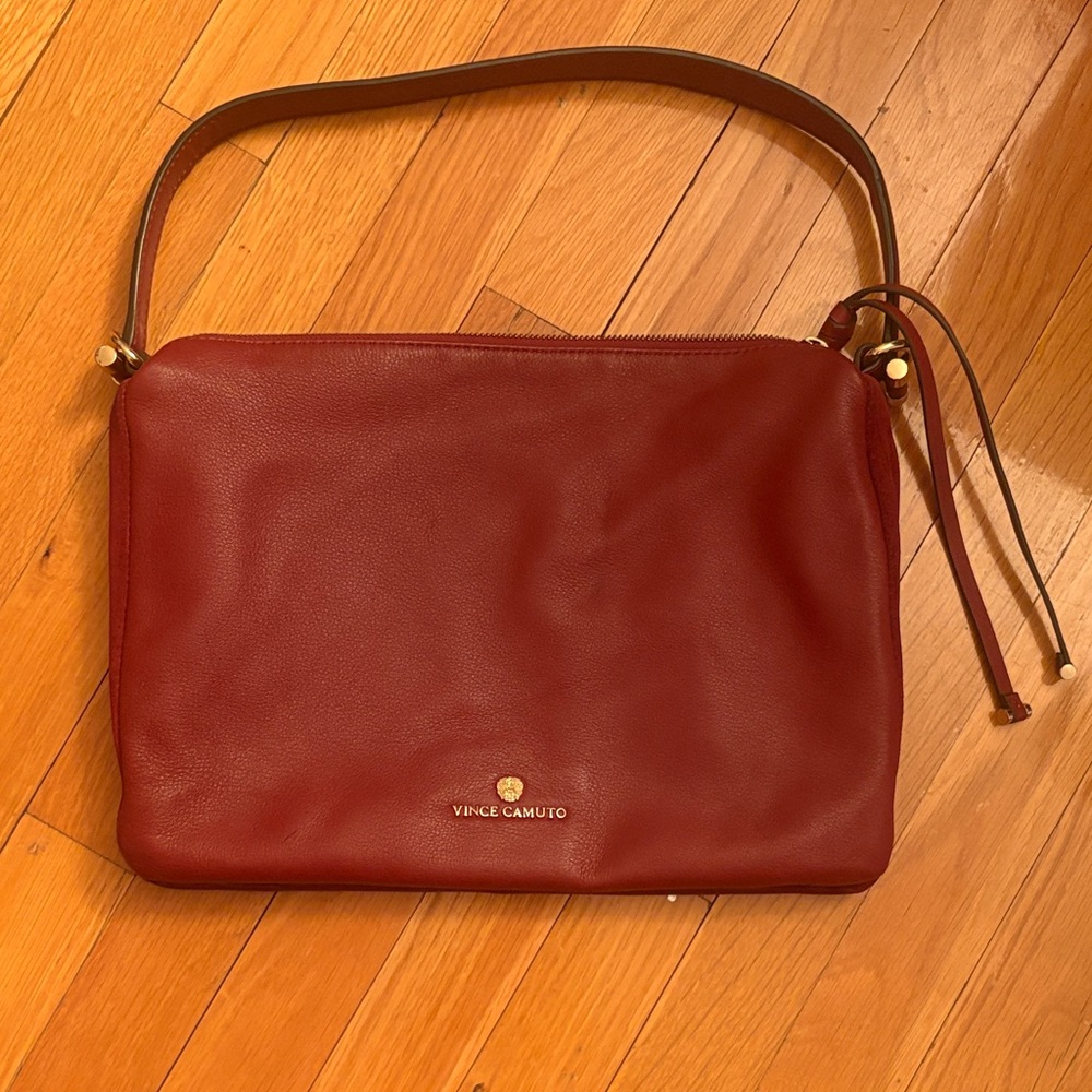 Vince Camuto Deep Burgundy Leather and Suede Medium Purse / Shoulder Bag